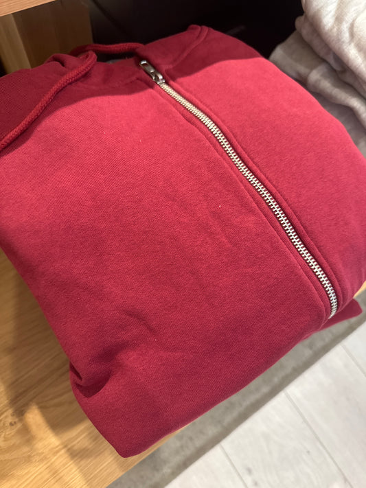 Oversized zip hoodie in Red