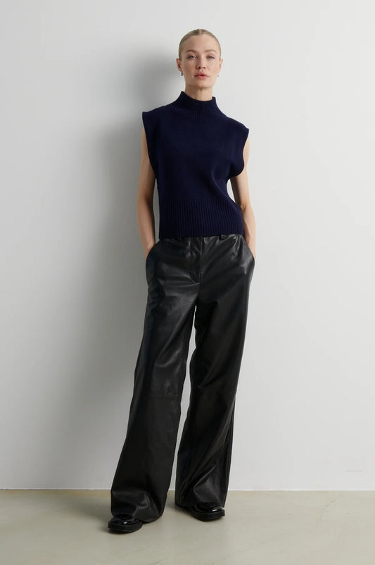 Letho Leather Simple Trousers | Second Female