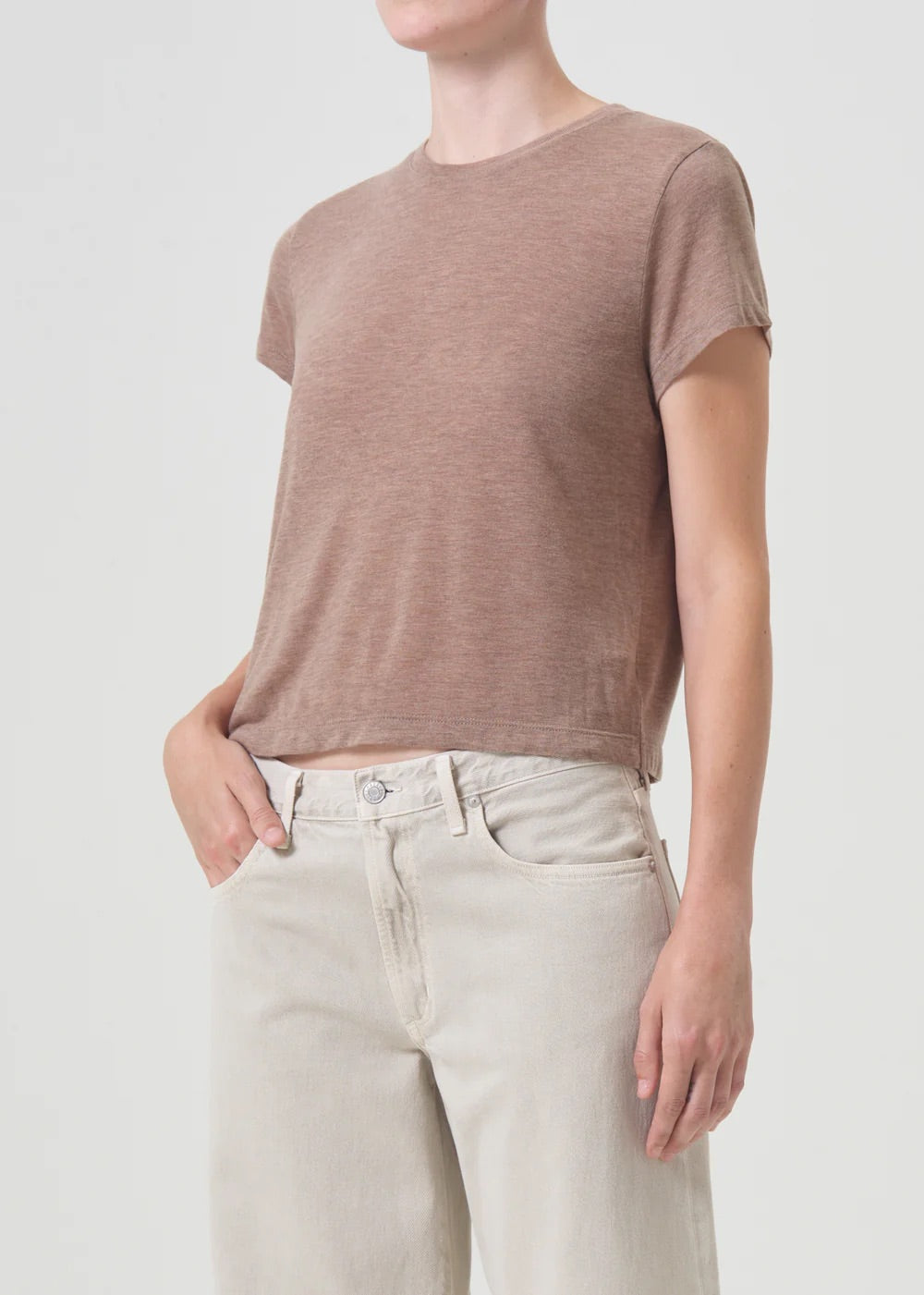 ADINE SHRUNKEN TEE IN CHAI HEATHER