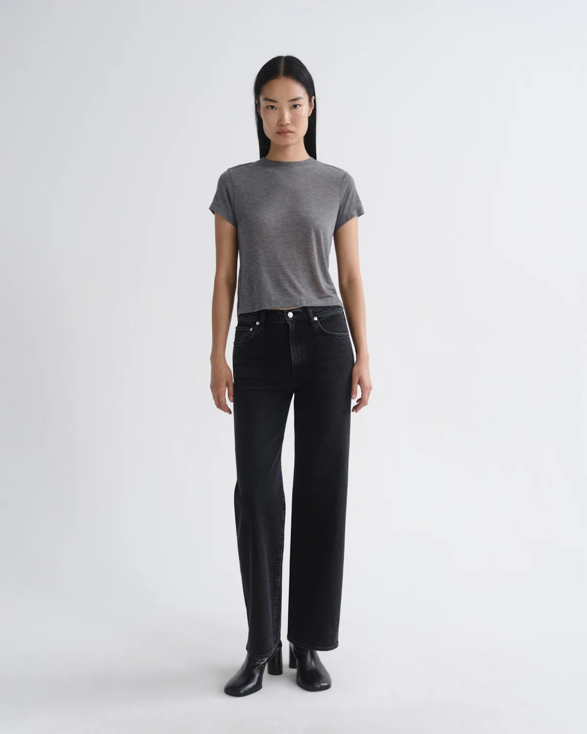 ADINE Tee in Grey Heather | AGOLDE