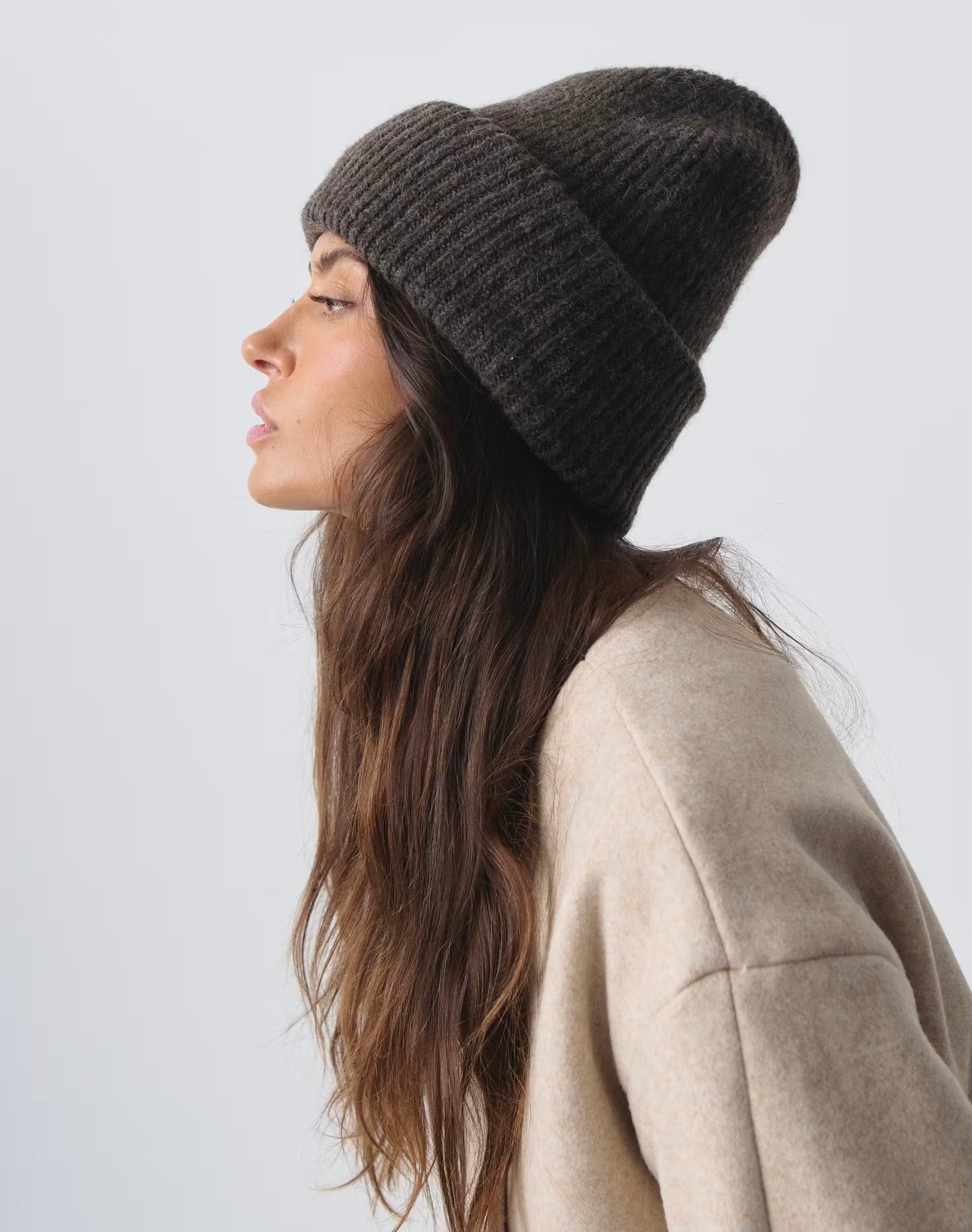 Rib Beanie Dark Brown