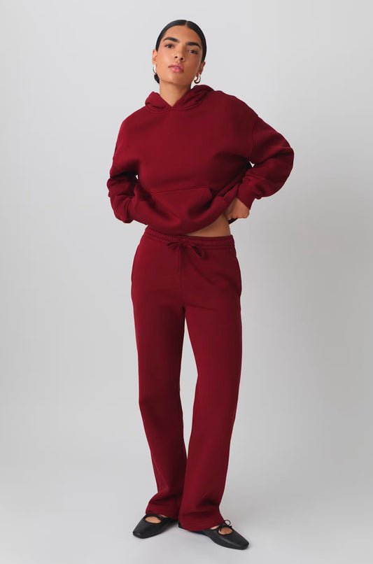 Basic Straight Sweatpants dark red