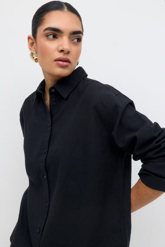 Linen blend Shirt - black