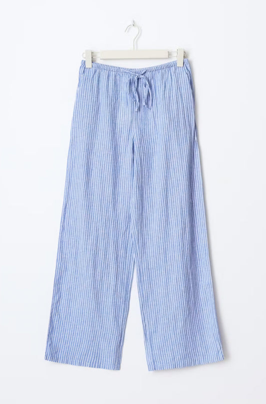 Linen blend trousers - blue stripe