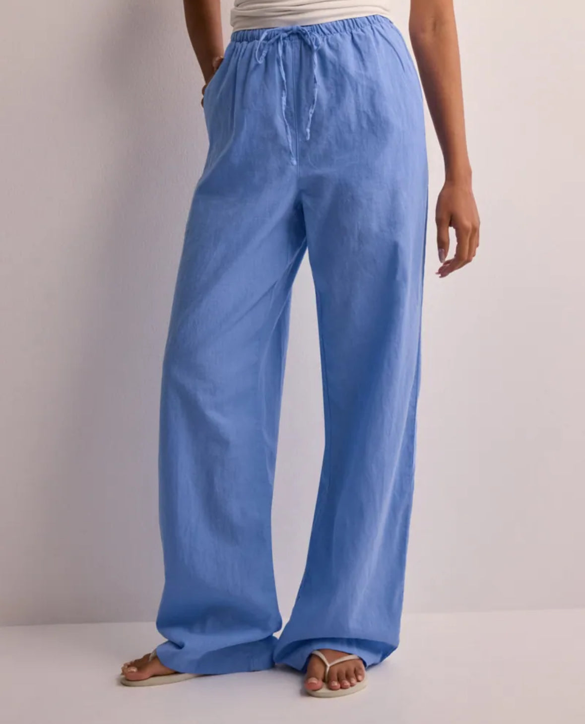 Linen blend trousers - blue
