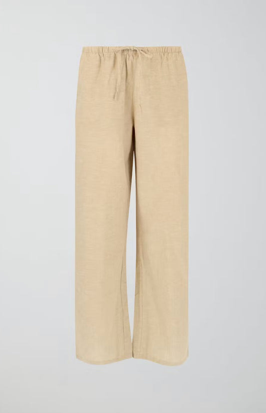Linen blend trousers - Beige