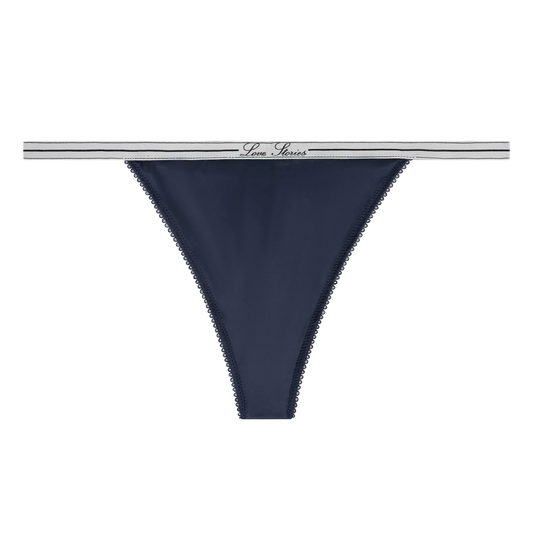 ROOMSERVICE Eleganter String-Slip in Dunkelblau