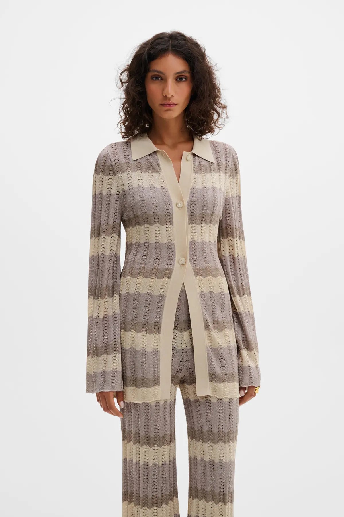 Linnea Gestrickter Cardigan- Multi Taupe | MALINA
