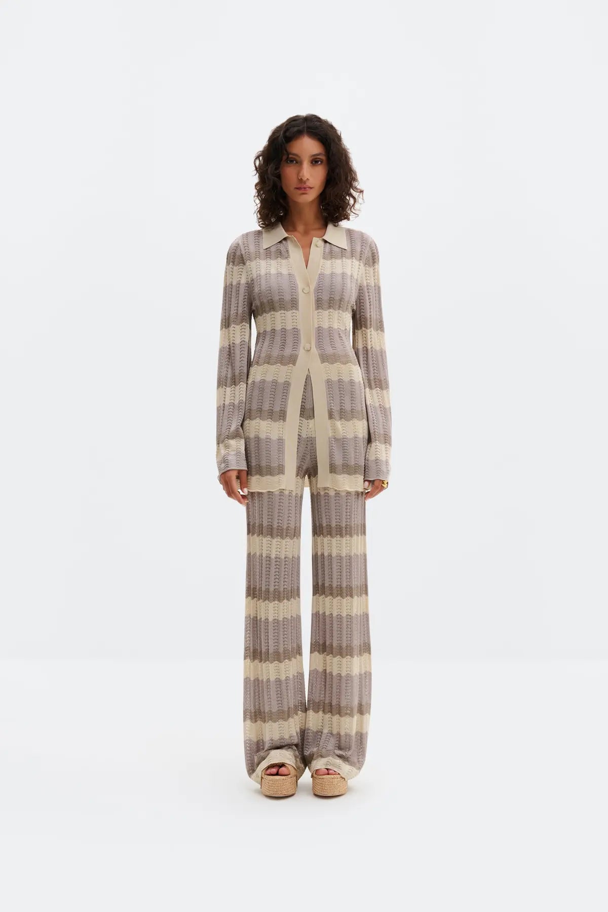 Linnea Gestrickter Cardigan- Multi Taupe | MALINA