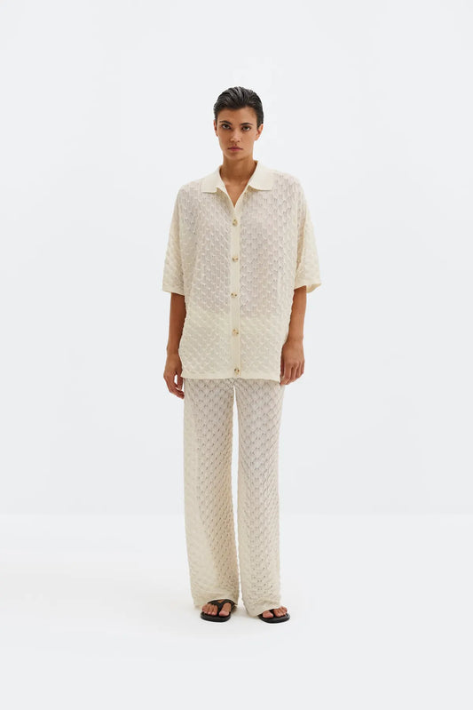 ALISSA HOSE Weite Strickhose mit Struktur