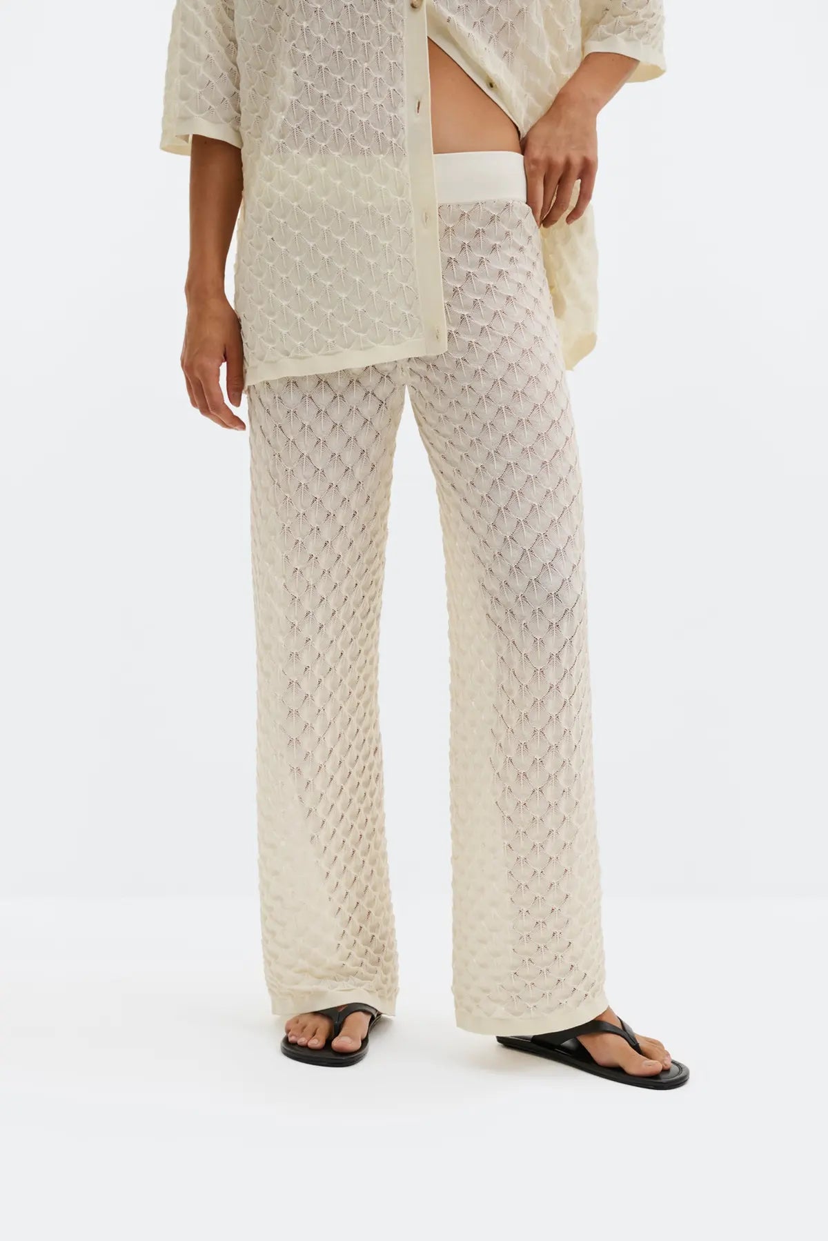 ALISSA HOSE Weite Strickhose mit Struktur