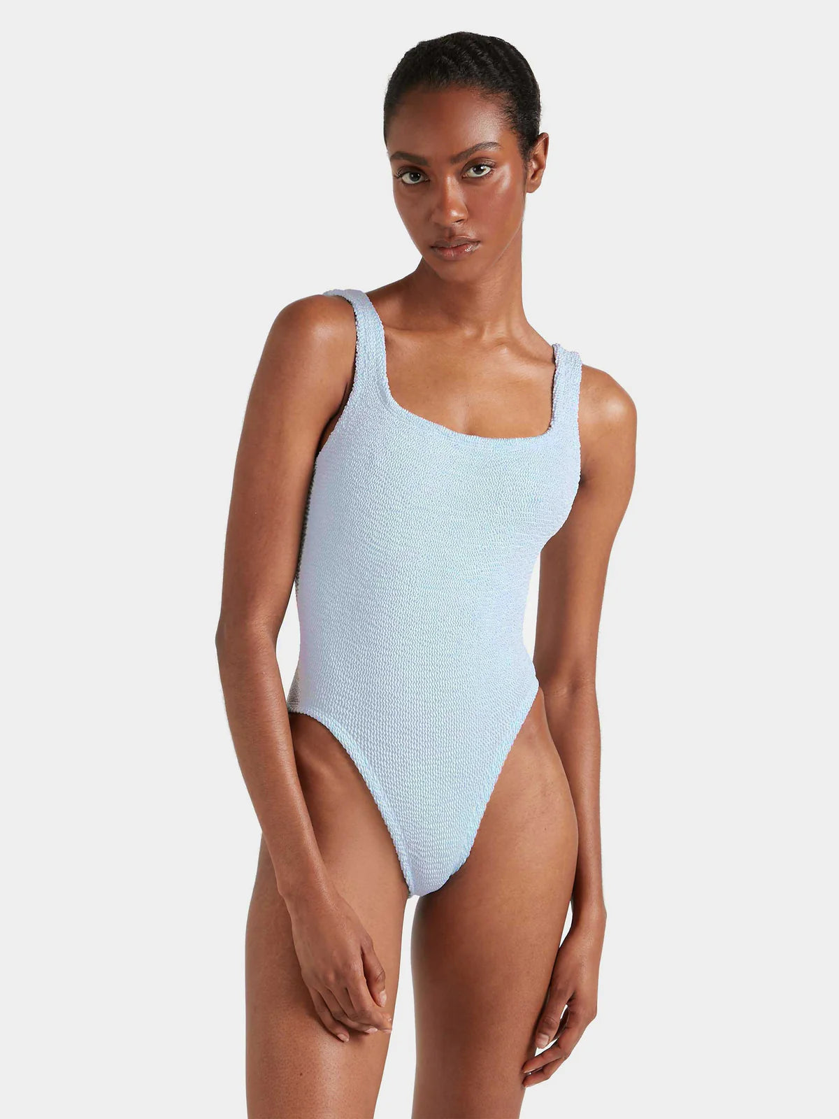 Hunza G Square Neck Swim - Metallic Ice Blue
