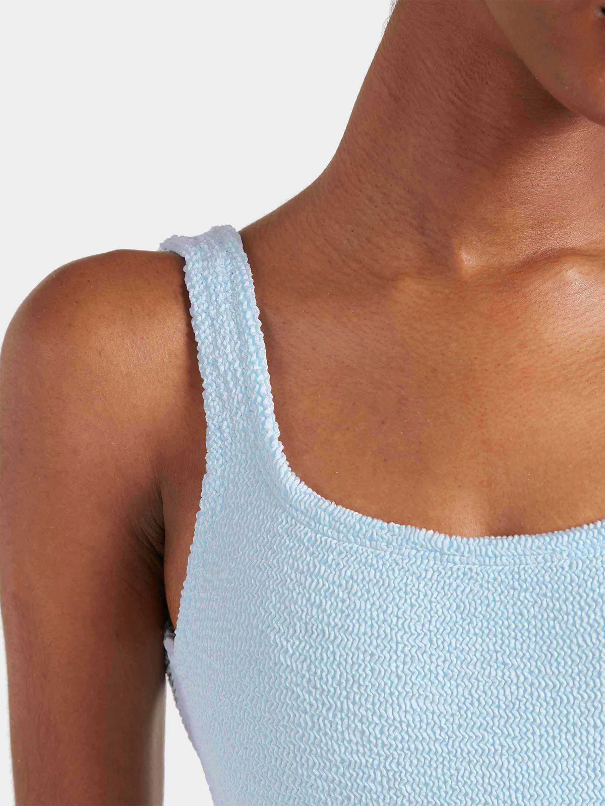 Hunza G Square Neck Swim - Metallic Ice Blue