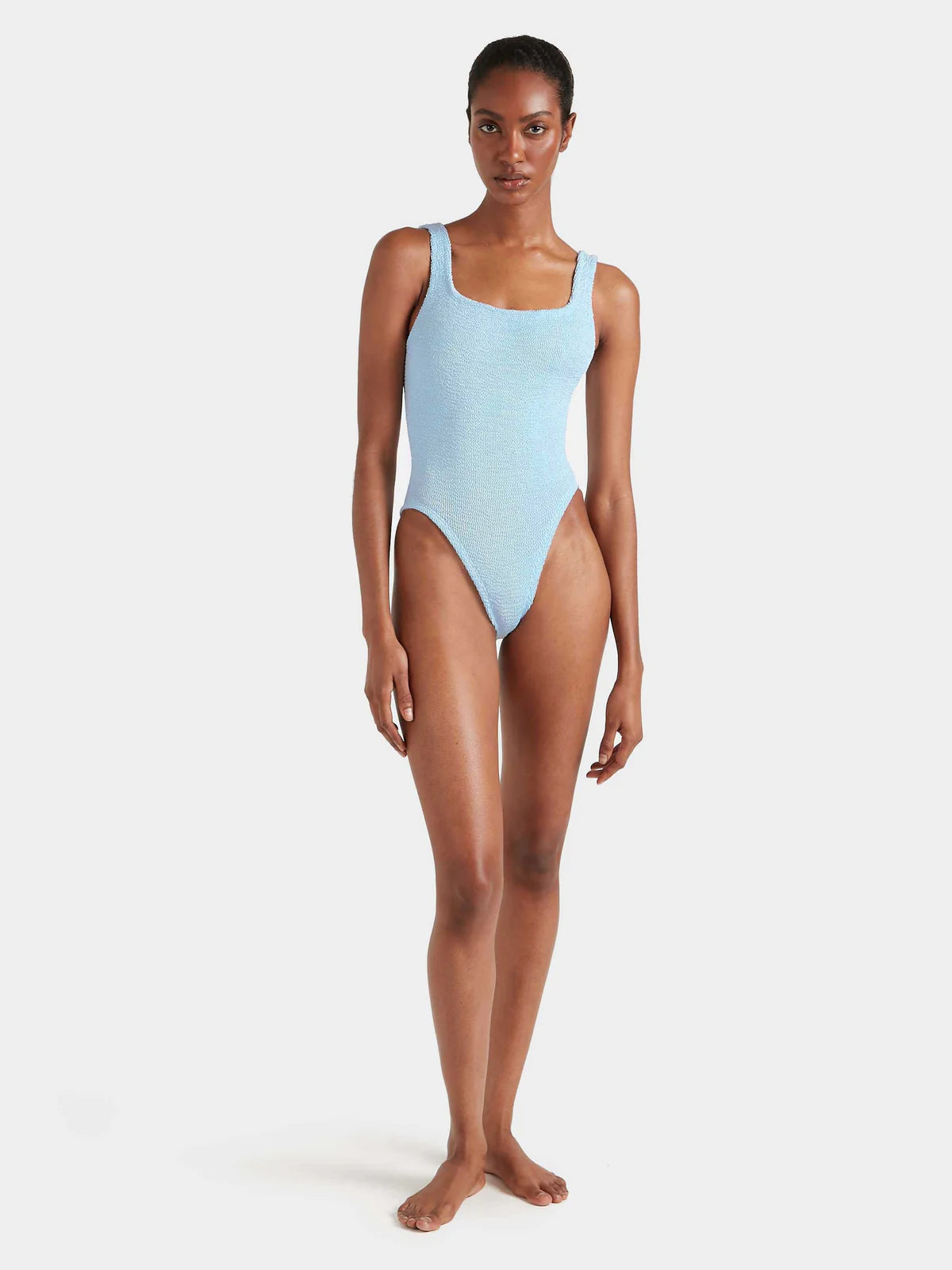 Hunza G Square Neck Swim - Metallic Ice Blue