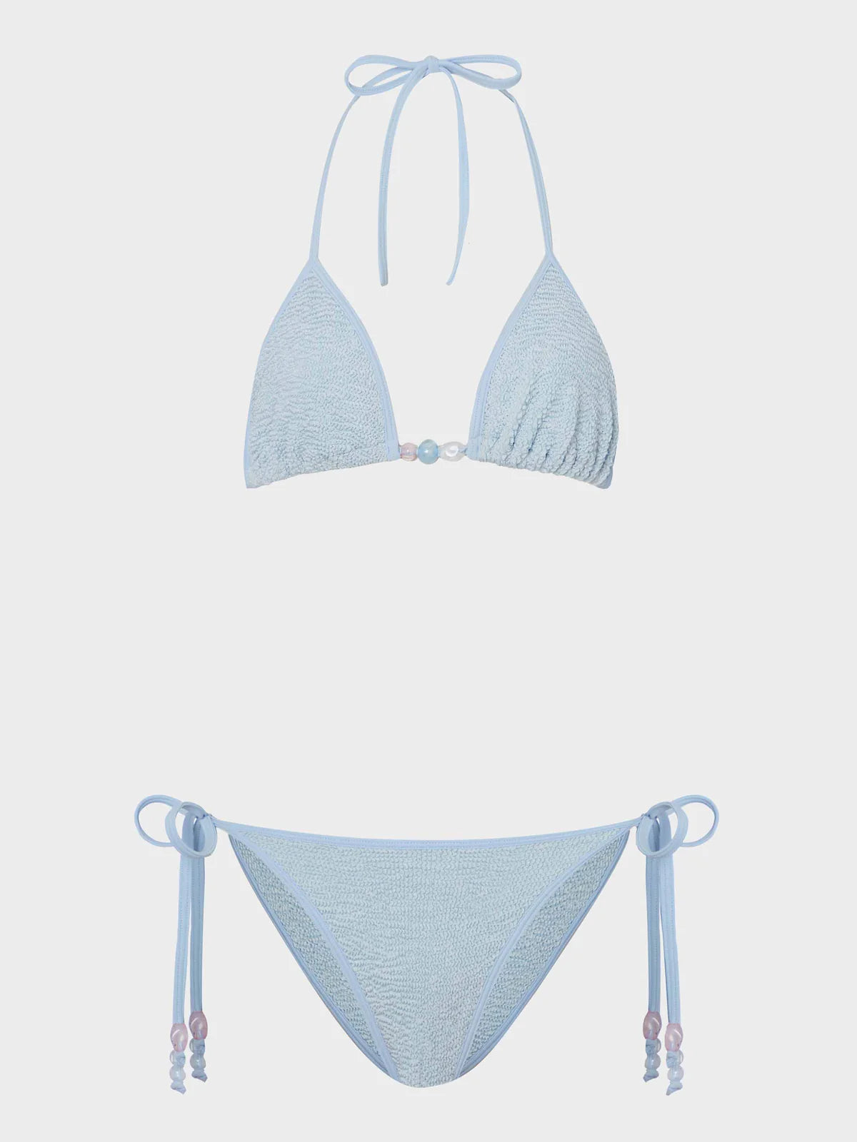 Gina Beaded Bikini in Mettalic Ice Blue