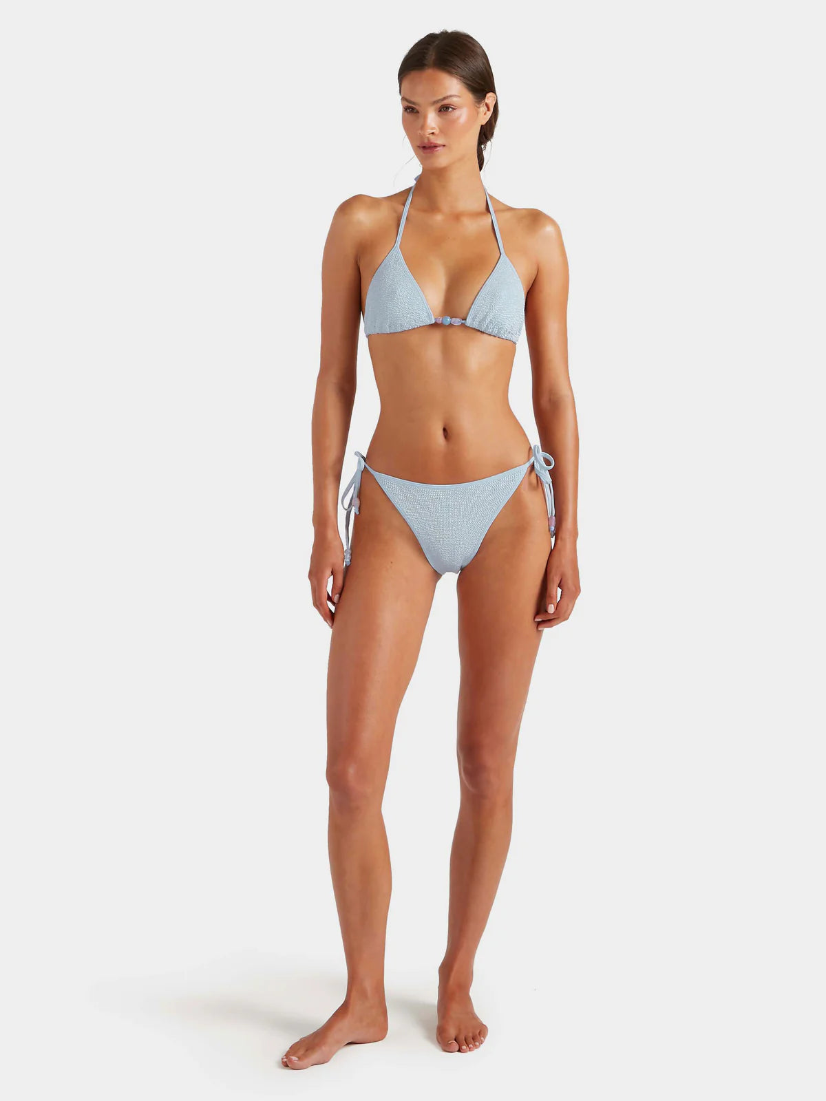 Gina Beaded Bikini in Mettalic Ice Blue