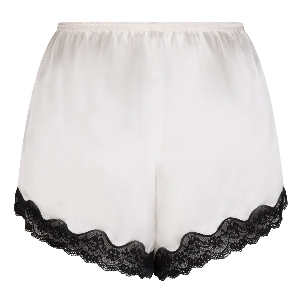 BROOKE Bequeme seidige Shorts in White/Black