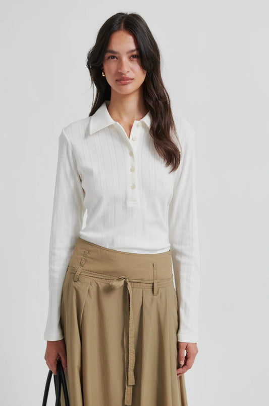 Rosia LS Polo Tee in Tofu