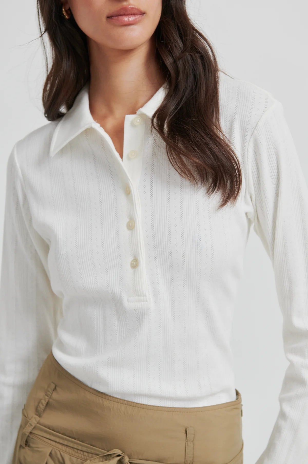 Rosia LS Polo Tee in Tofu