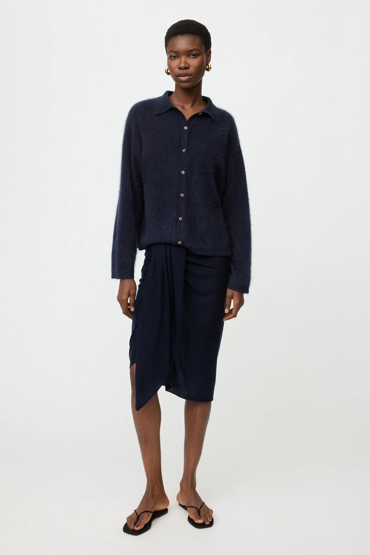 Brushed Shirt - Navy | SOFT GOAT
