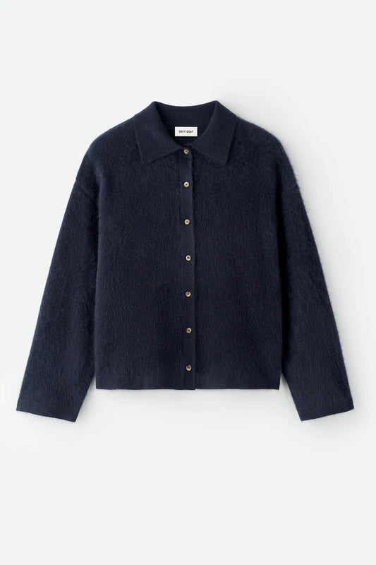 Brushed Shirt - Navy | SOFT GOAT