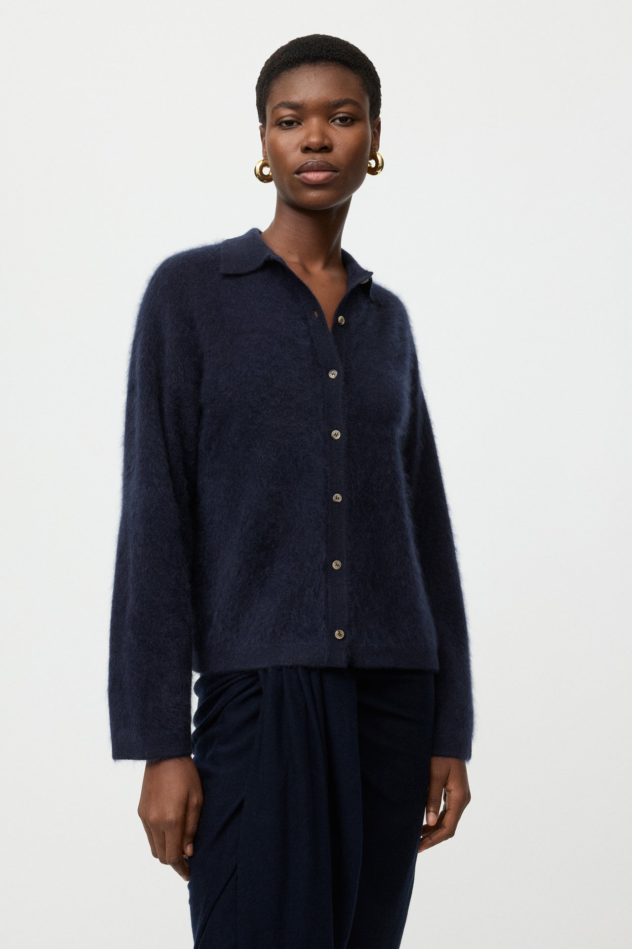 Brushed Shirt - Navy | SOFT GOAT