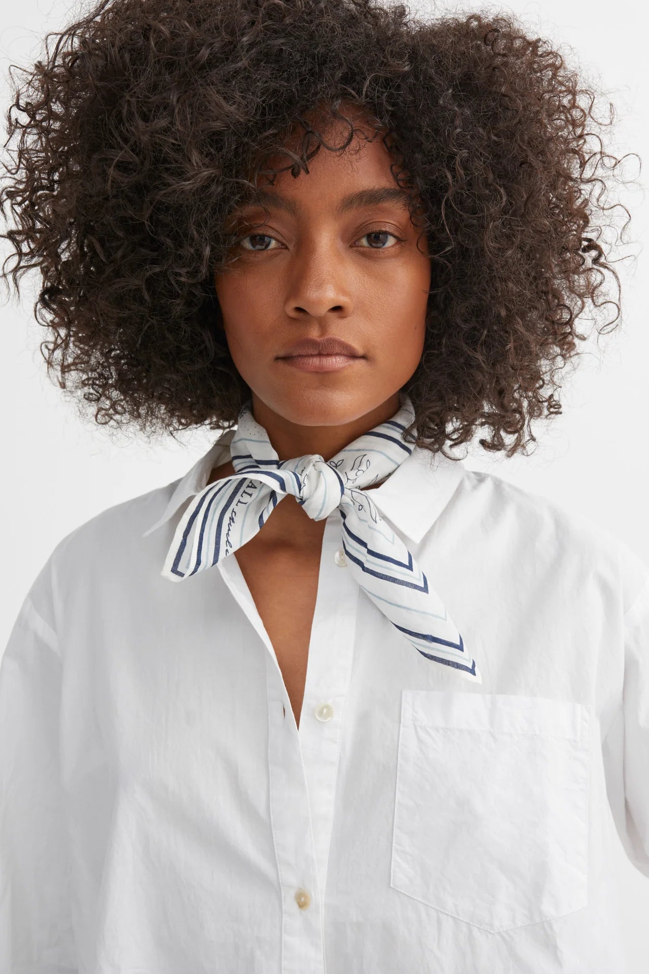Skall classic scarf 55x55 - Light cream/Blue