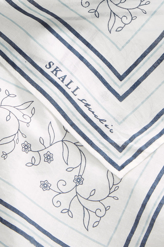 Skall classic scarf 55x55 - Light cream/Blue