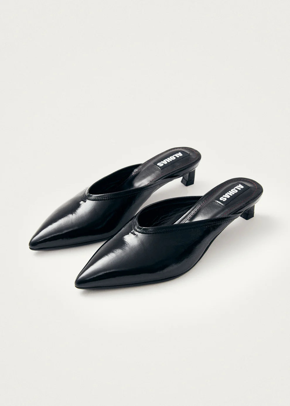 TESSA ONIX BLACK LEATHER MULES