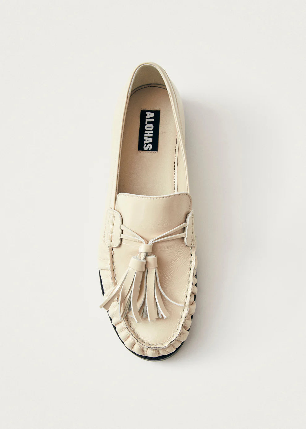 MARIETTA ONIX CREAM LEATHER LOAFERS