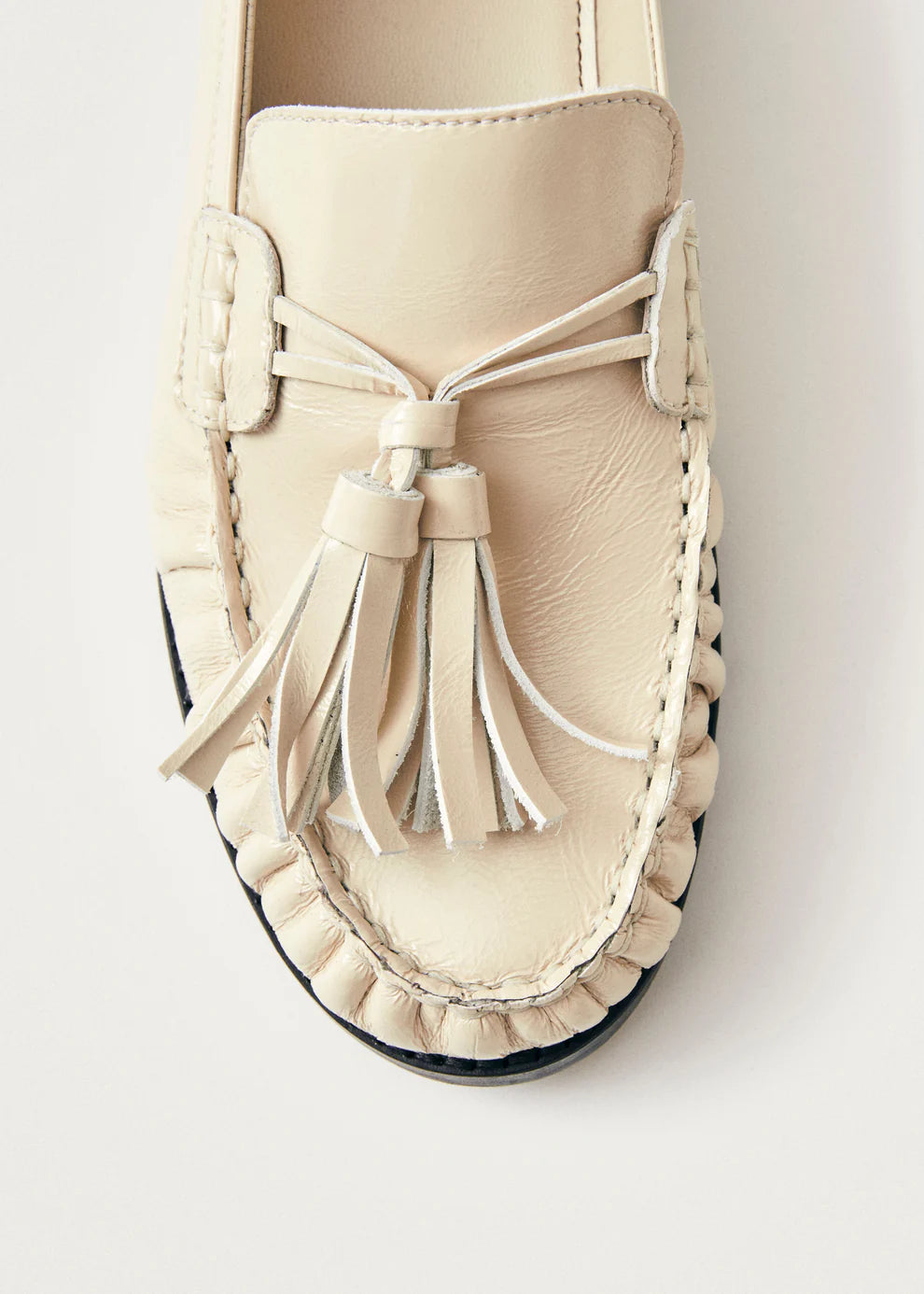 MARIETTA ONIX CREAM LEATHER LOAFERS