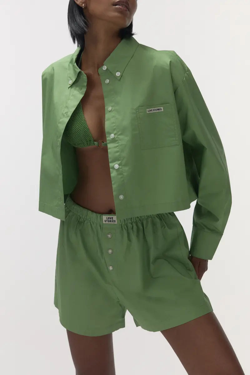 PETE Cropped long-sleeve shirt in green