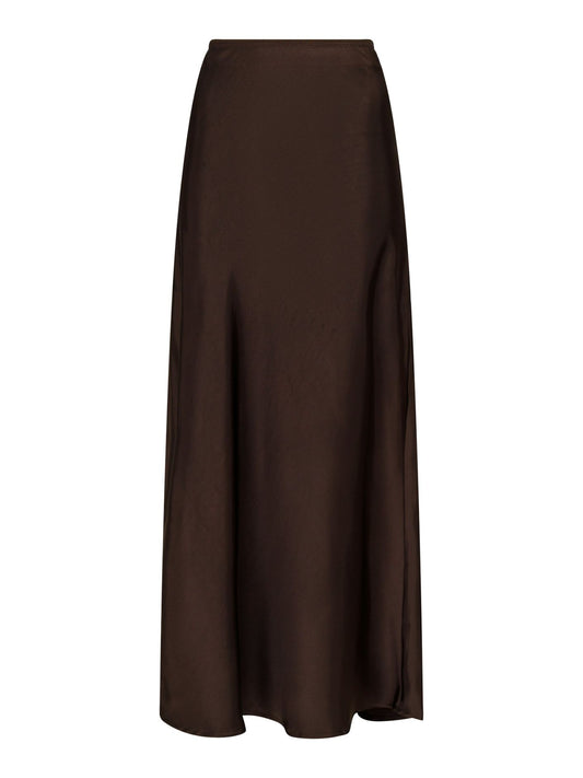 Vicky Heavy Satin Skirt Dark Brown