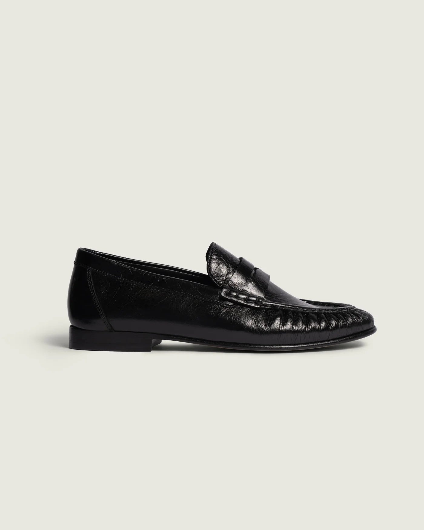 POSA | Penny Loafer Wrinkle -Leather Shiney in Black