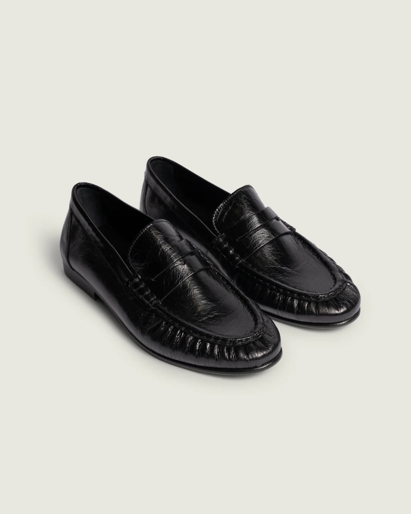 POSA | Penny Loafer Wrinkle -Leather Shiney in Black