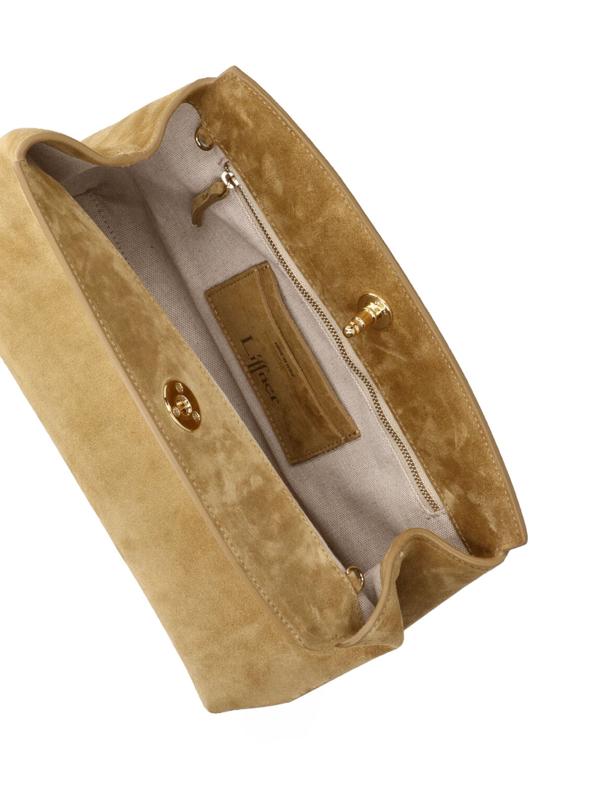 PUSHLOCK TASCHE AUS WILDLEDER in Sand| Liffner