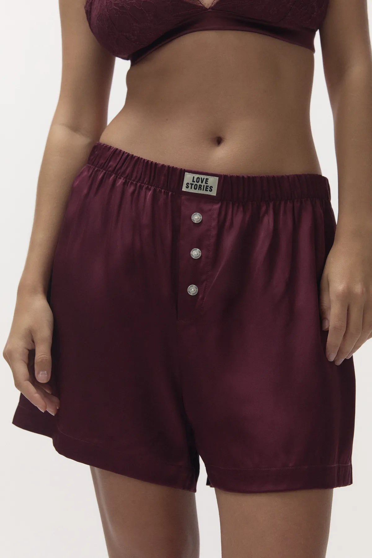 JAMES Shorts im Boxershort Stil - in Burgund