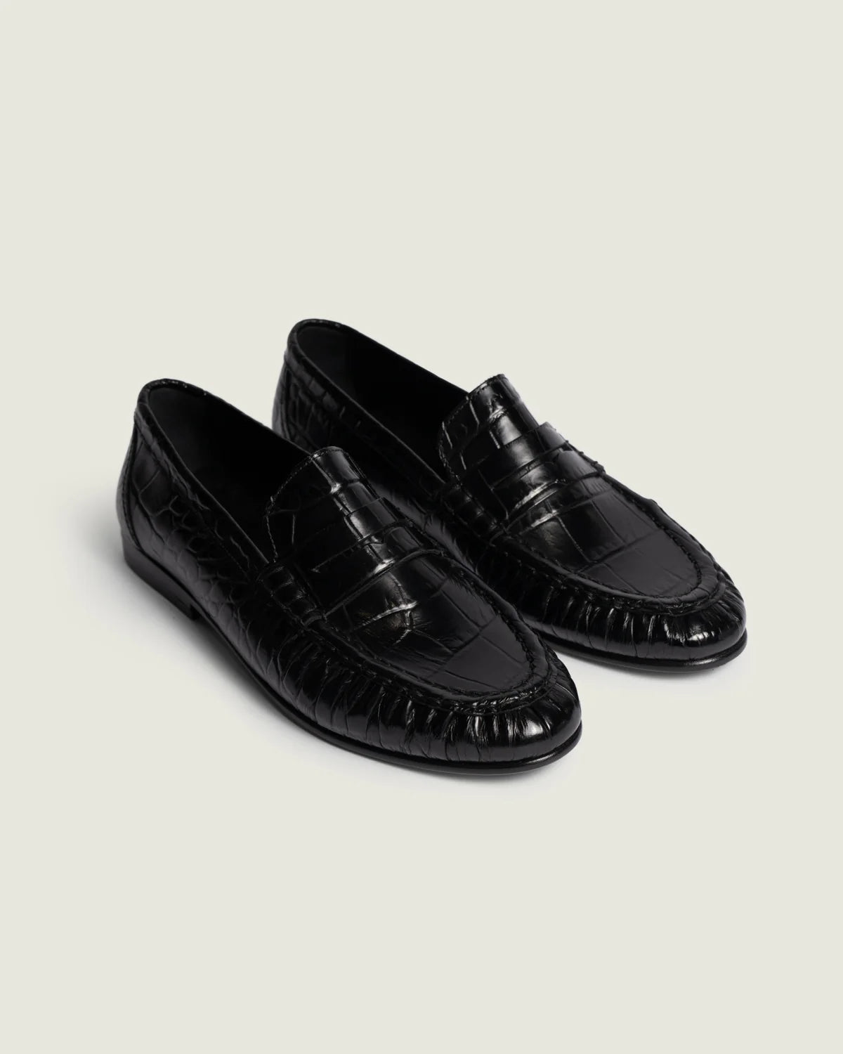 Penny Loafer Wrinkle Croco | Black