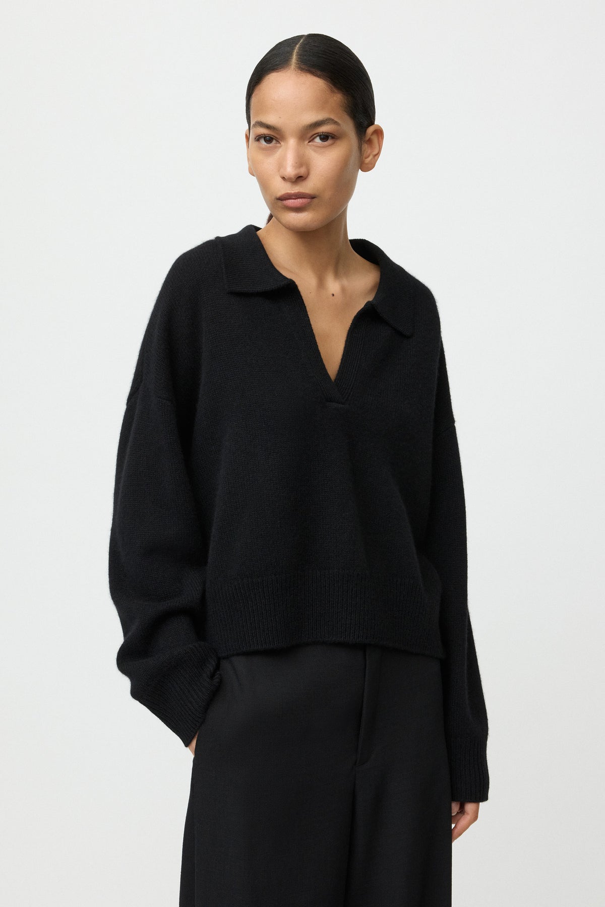 Poloshirt Pullover - Black | SOFT GOAT
