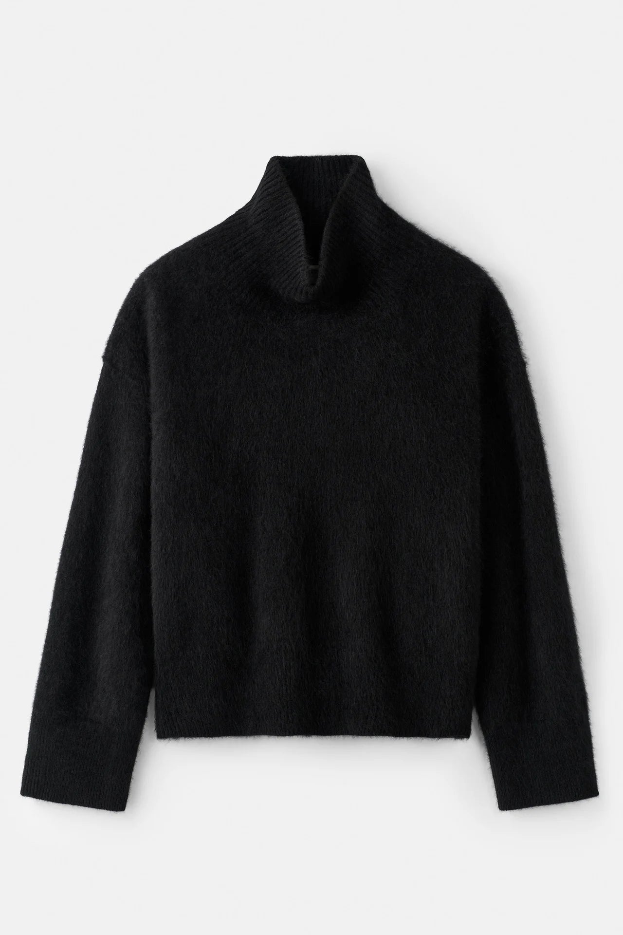 Brushed Boyfriend Turtleneck - Black | SOFT GOAT
