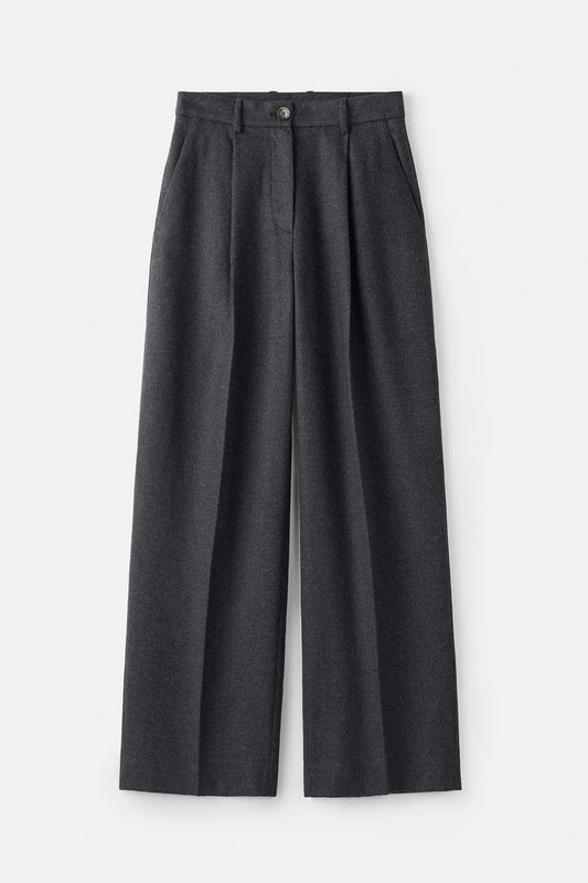 Wide Pleat Trousers - Anthracite | SOFT GOAT