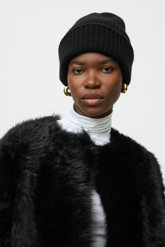 Ribbed Beanie - black | SOFT GOAT