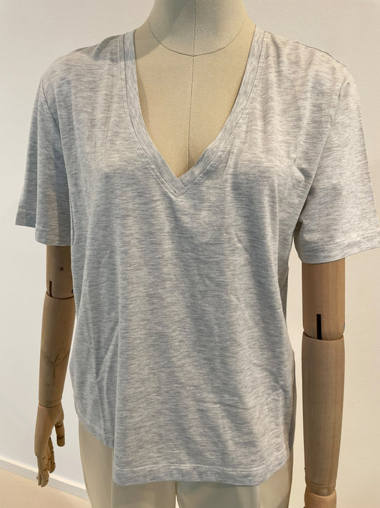 DAKOTA RELAX V NECK T SHIRT-GREYMELANGE