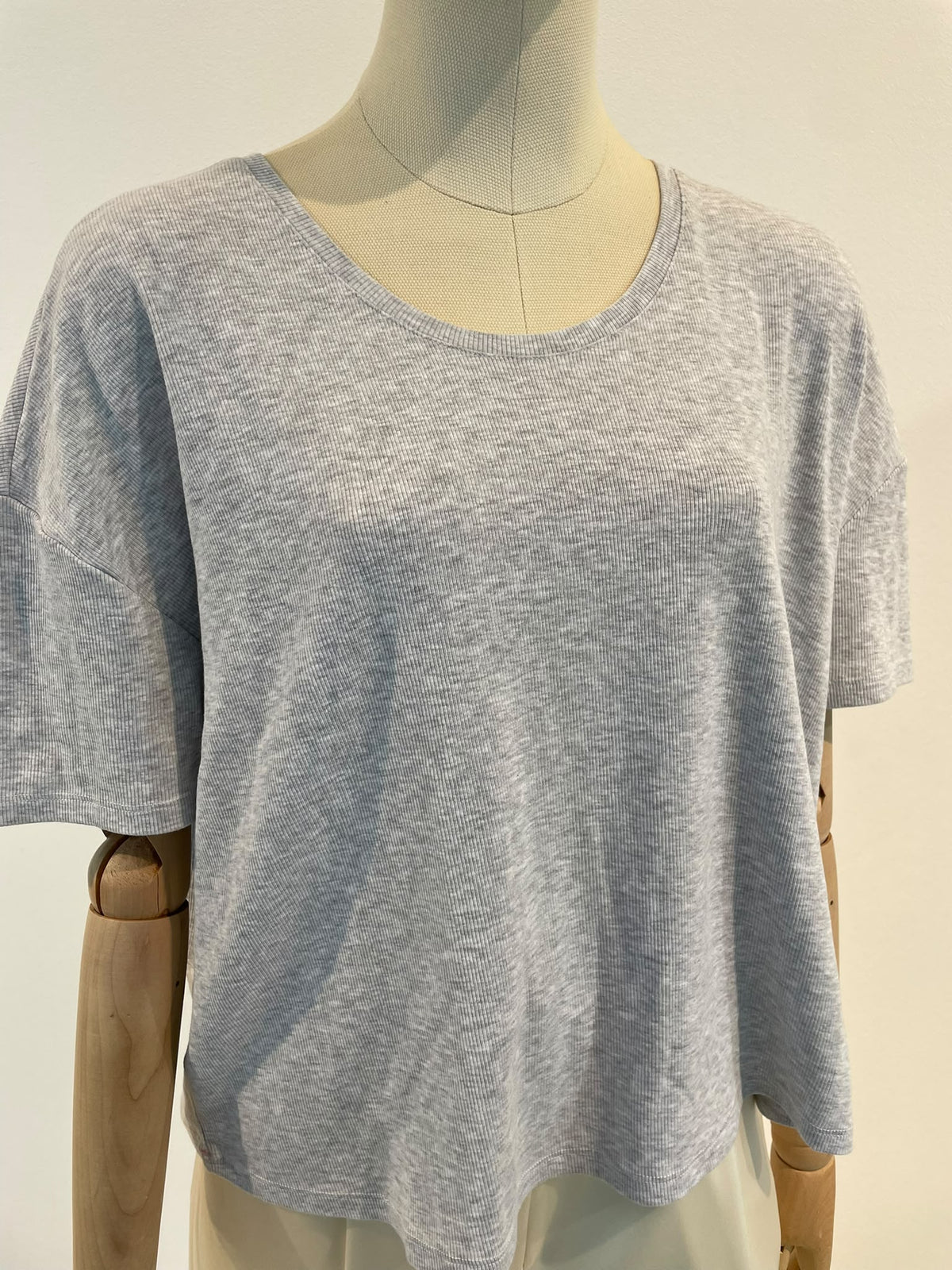 SAMARA RIB T SHIRT BOXY-GREYMELANGE