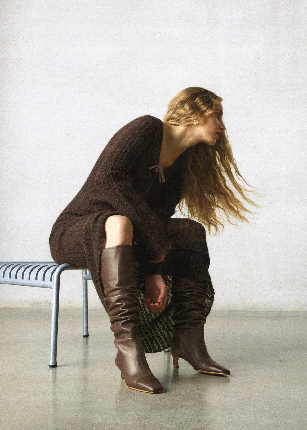 KALILA Black Leather Boots Brown