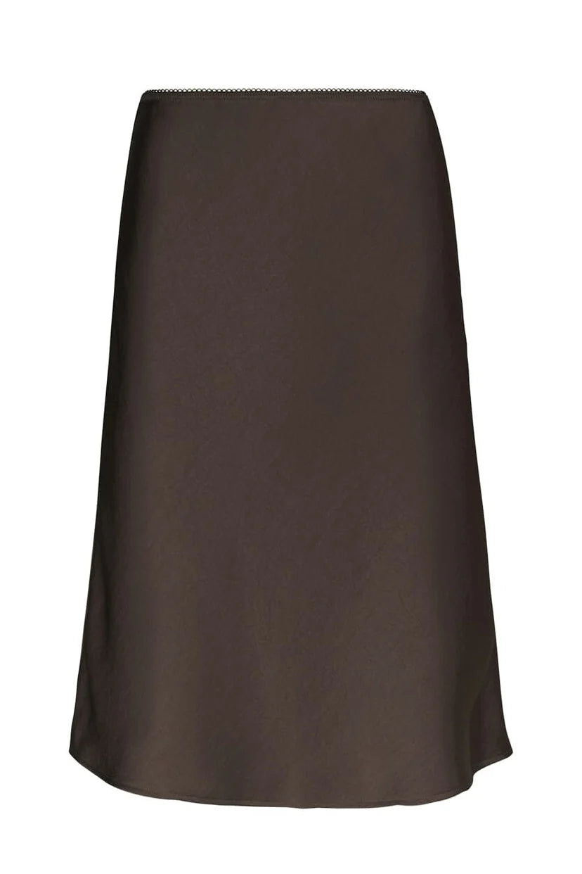 Mindie Heavy sateen Skirt in Dark Brown | NEO NOIR