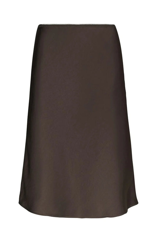 Mindie Heavy sateen Skirt in Dark Brown | NEO NOIR