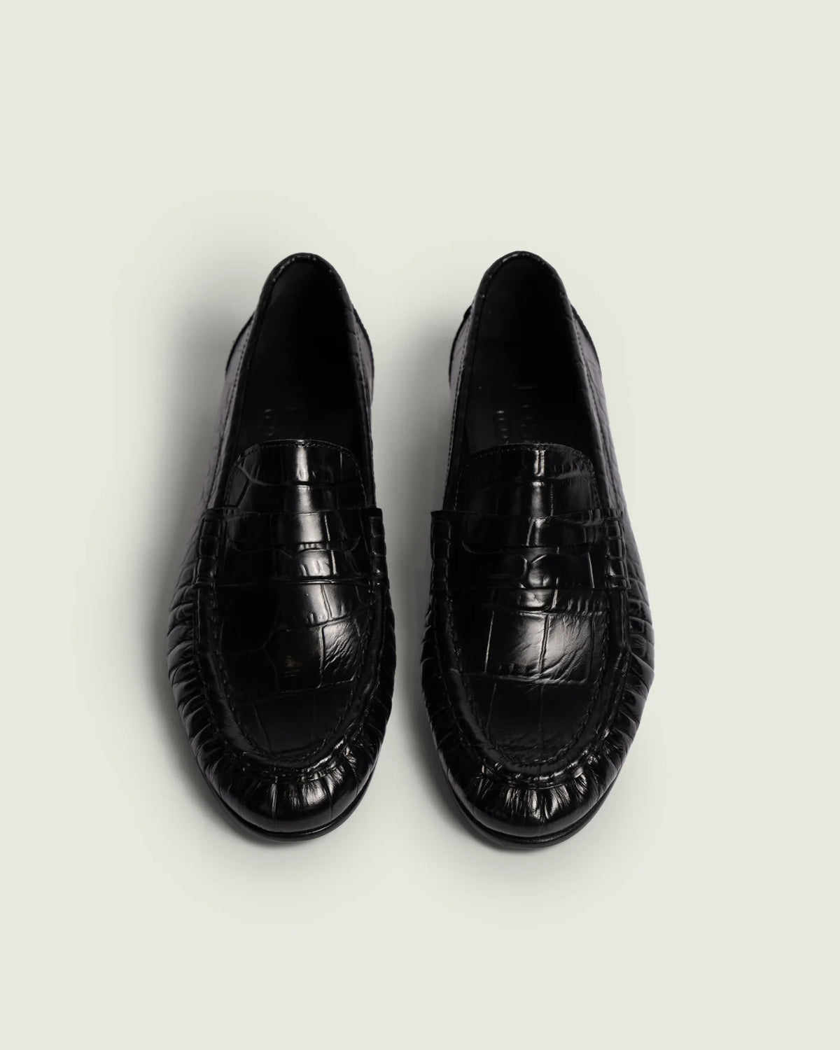 POSA | Penny Loafer Wrinkle Croco -Leather Shiney in Black
