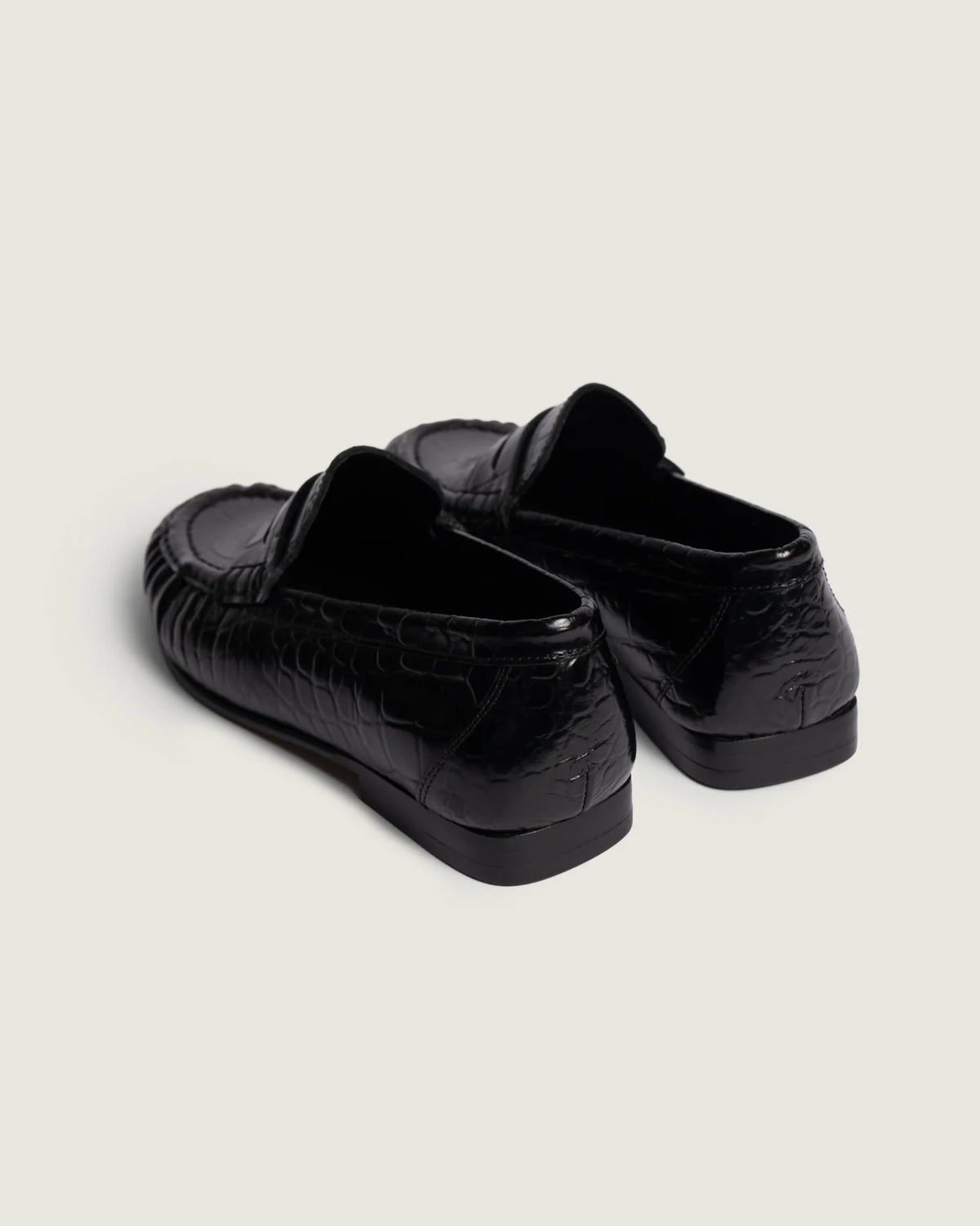 POSA | Penny Loafer Wrinkle Croco -Leather Shiney in Black