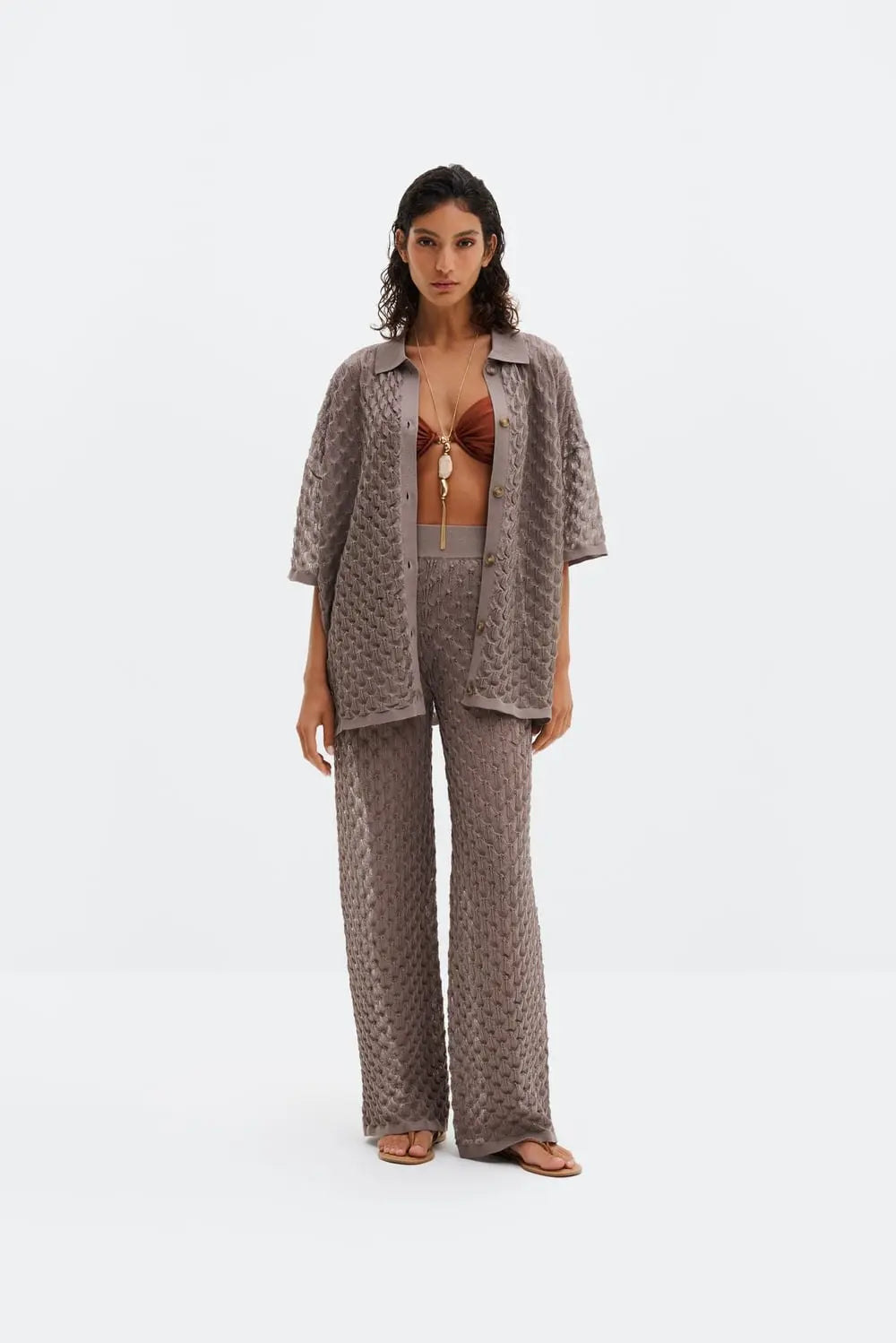 ALISSA HOSE Weite Strickhose mit Struktur